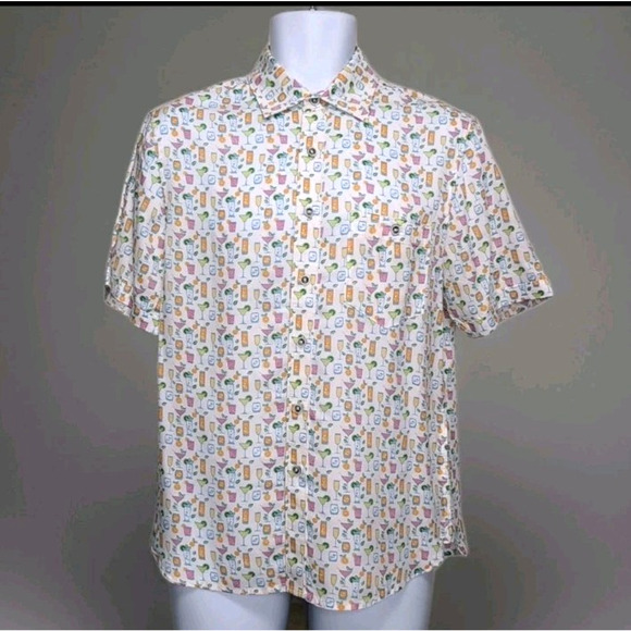 Age Of Wisdom Button Up Shirt Mens S White Multicolor Cocktails Print NEW NWT - Picture 3 of 13